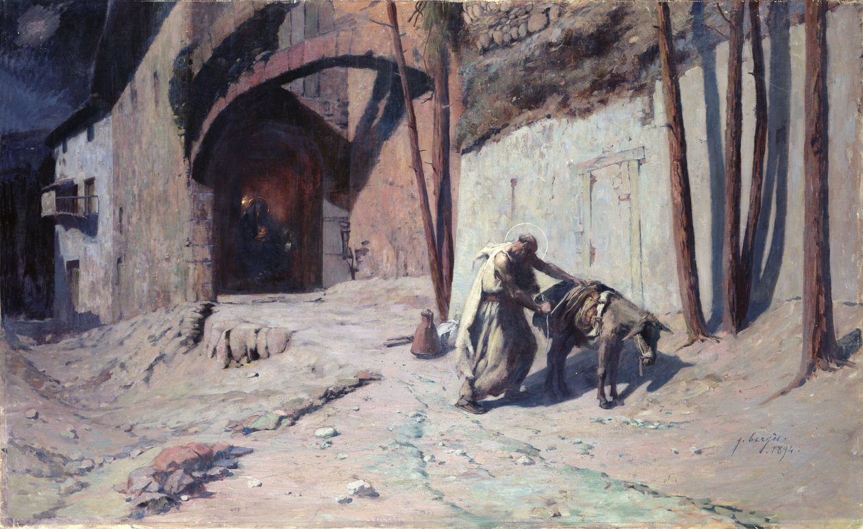 Flugten til Egypten eller Joseph Putting a Pack on his Æsel, 1894 af Ernest Georges Berges