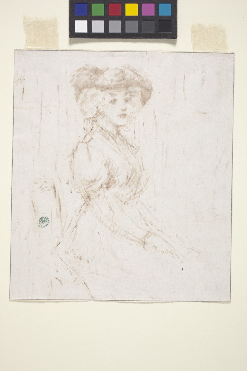 Siddende kvinde (monoprint) af Ernest Haskell