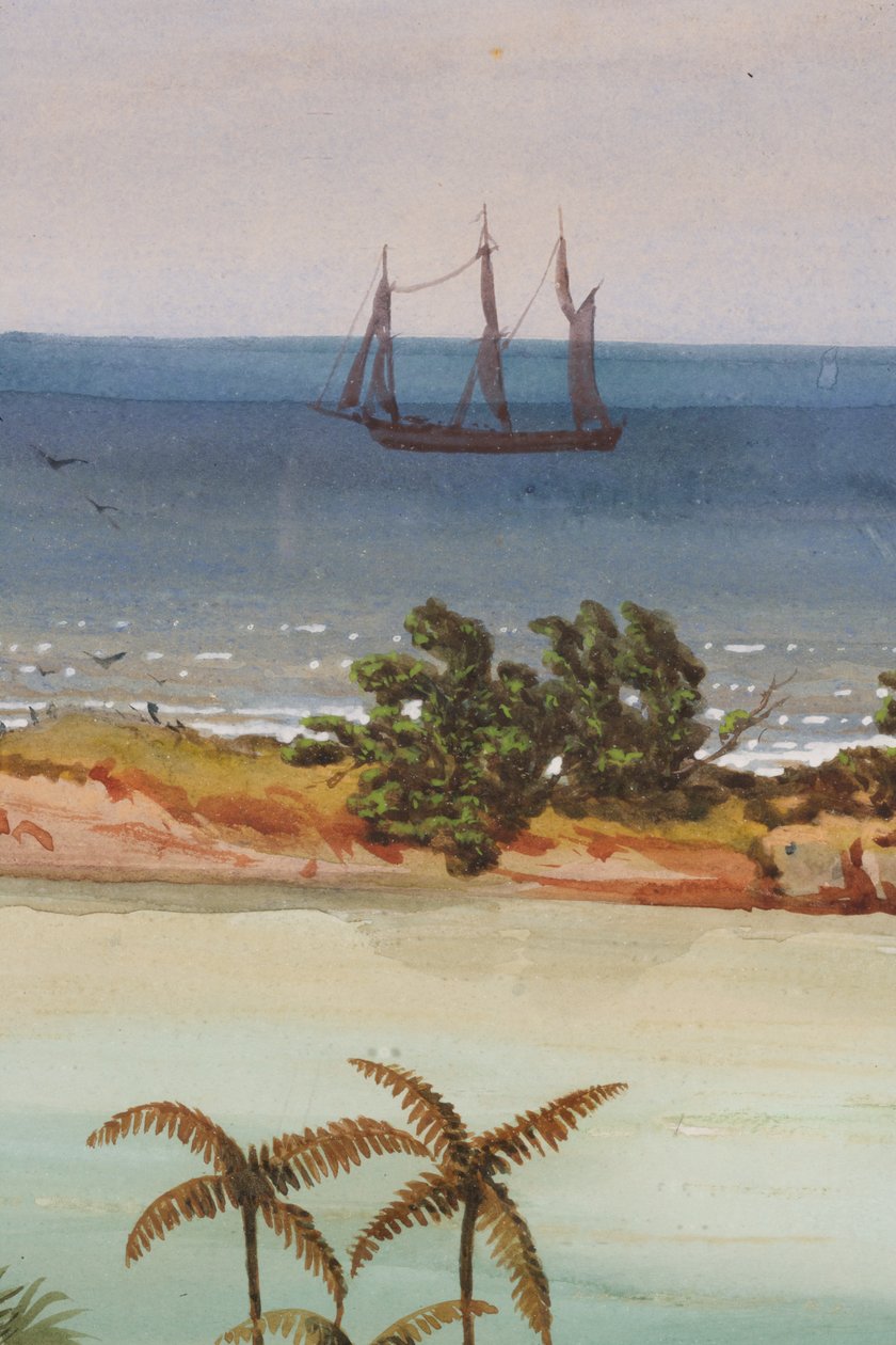 Detalje af Triptych of an Atoll, 1871 wc på papir af Ernest Henry Griset