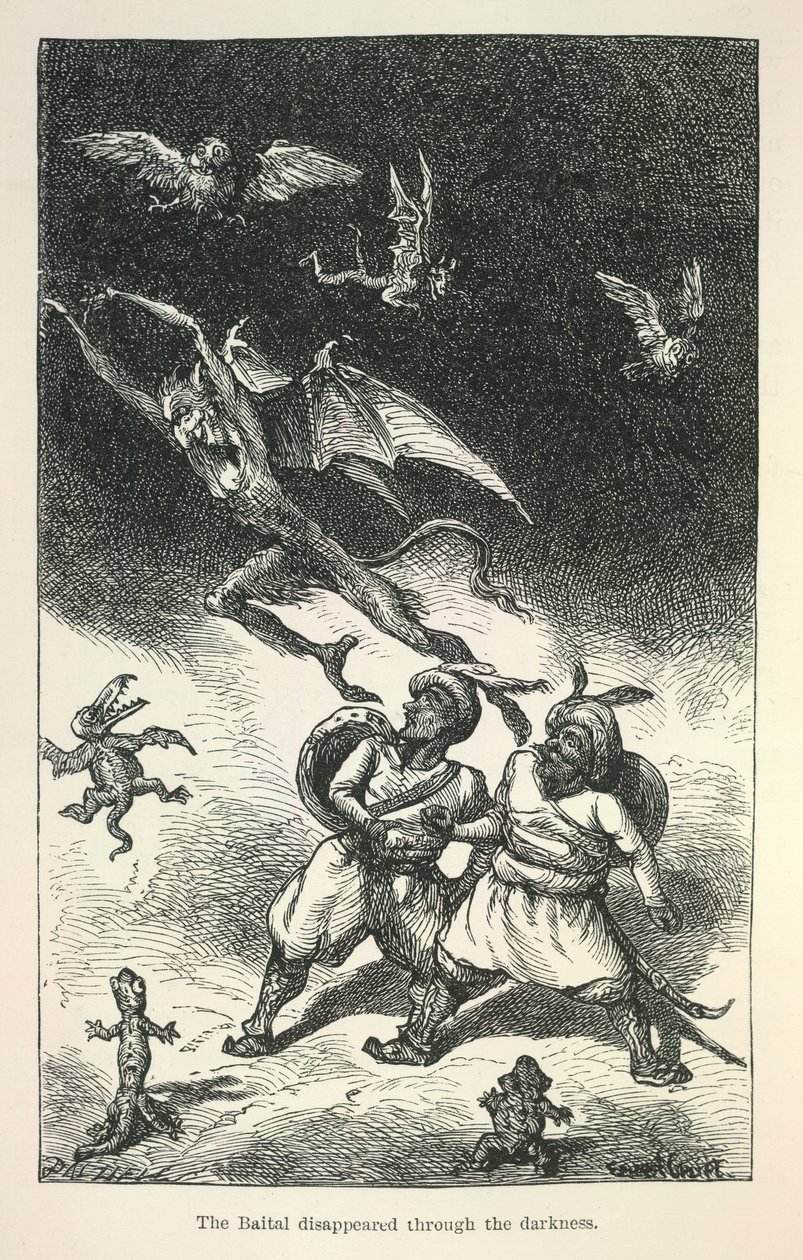 Illustration fra Richard Francis Burtons Vikram og vampyren af Ernest Henry Griset