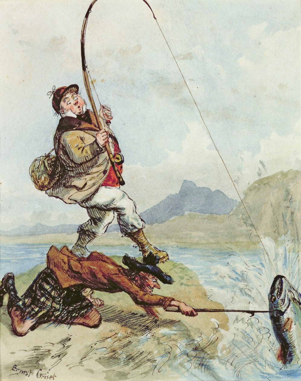 Mr Lovejoys ferietur til højlandet Lakseørredfiskeri, fra en serie på otte (se også 91103) af Ernest Henry Griset