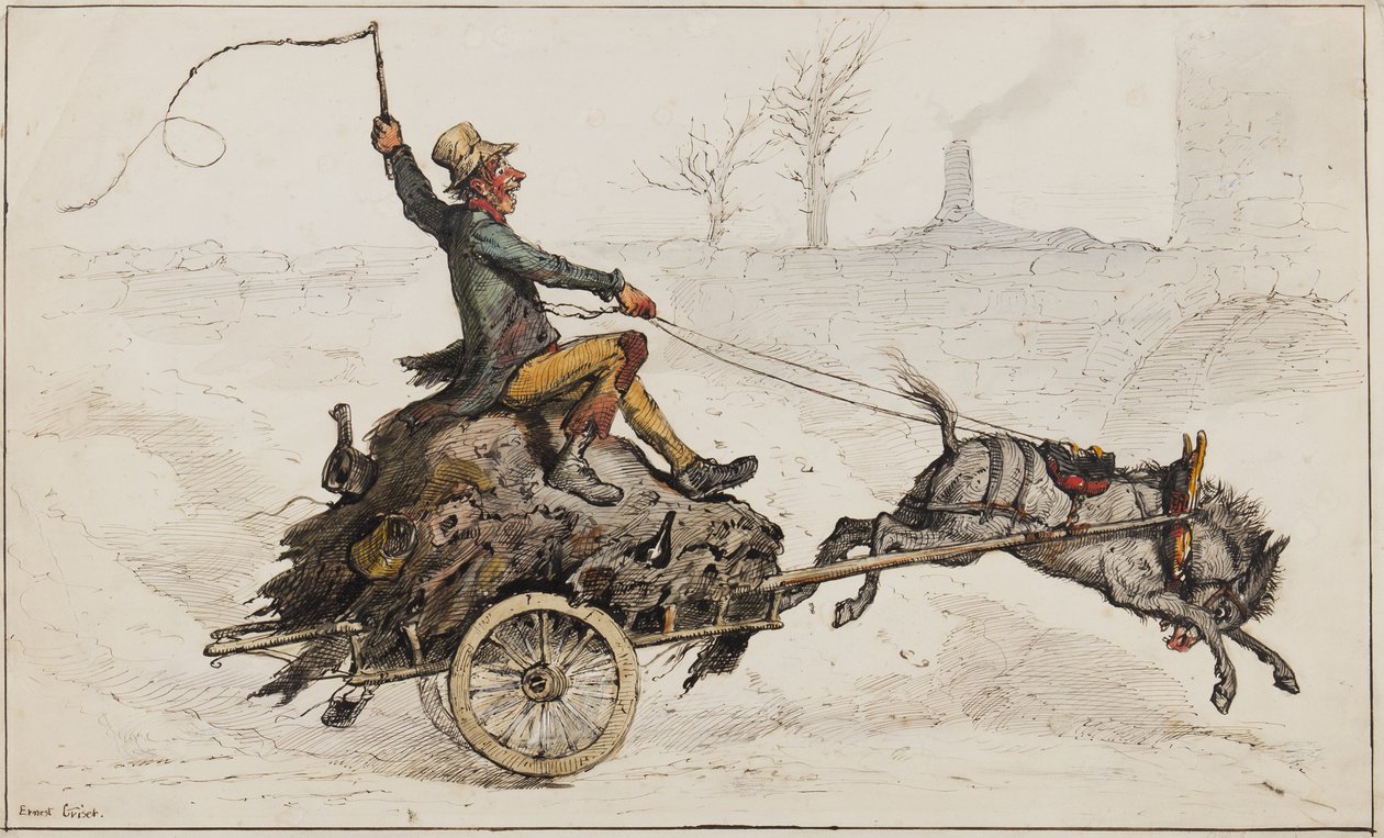 Off Home (blæk & wc på papir) af Ernest Henry Griset