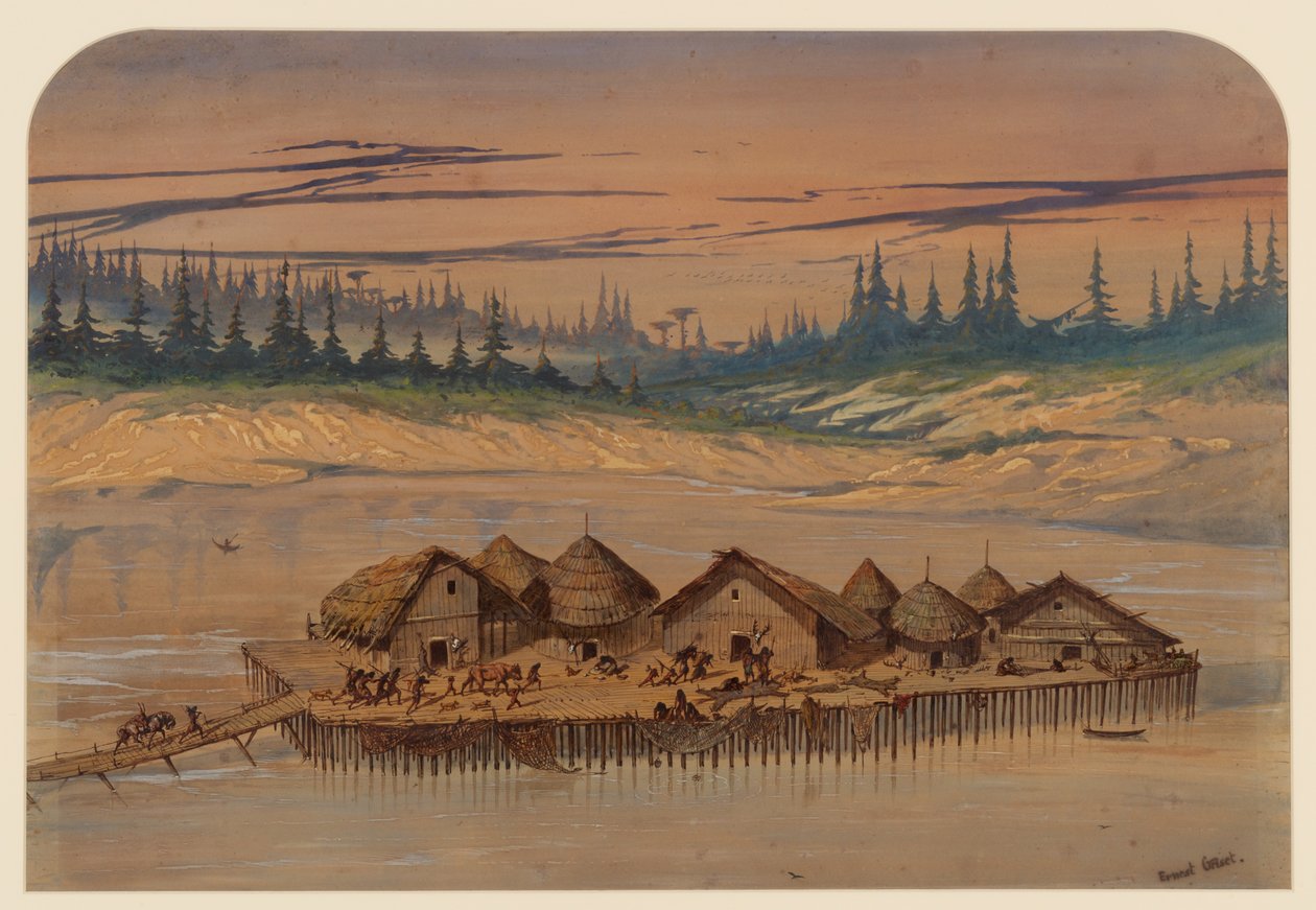 Forhistorisk landsby, 1871 af Ernest Henry Griset