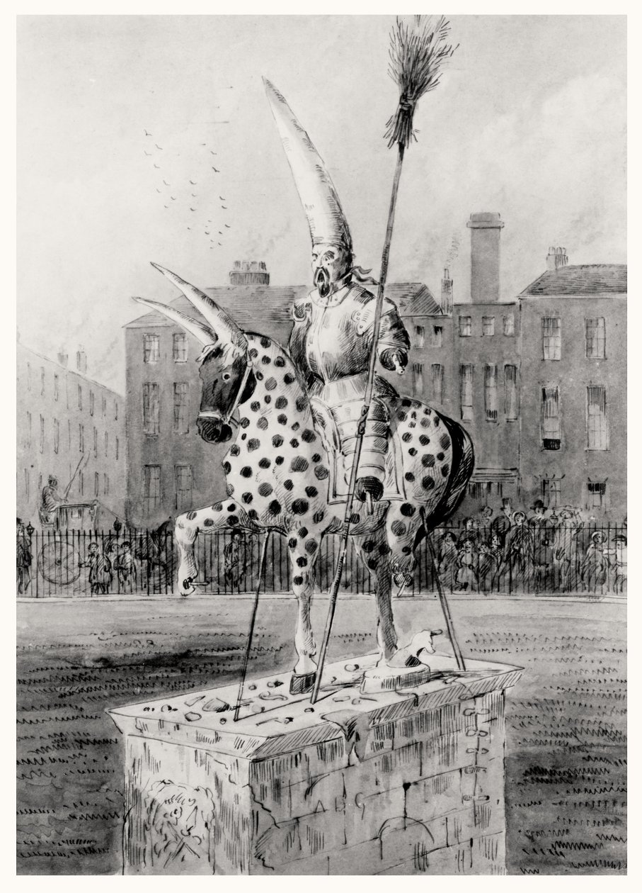 Statuen på Leicester Square, onsdag morgen den 17. oktober 1866 (pen & blæk og wc på papir) af Ernest Henry Griset