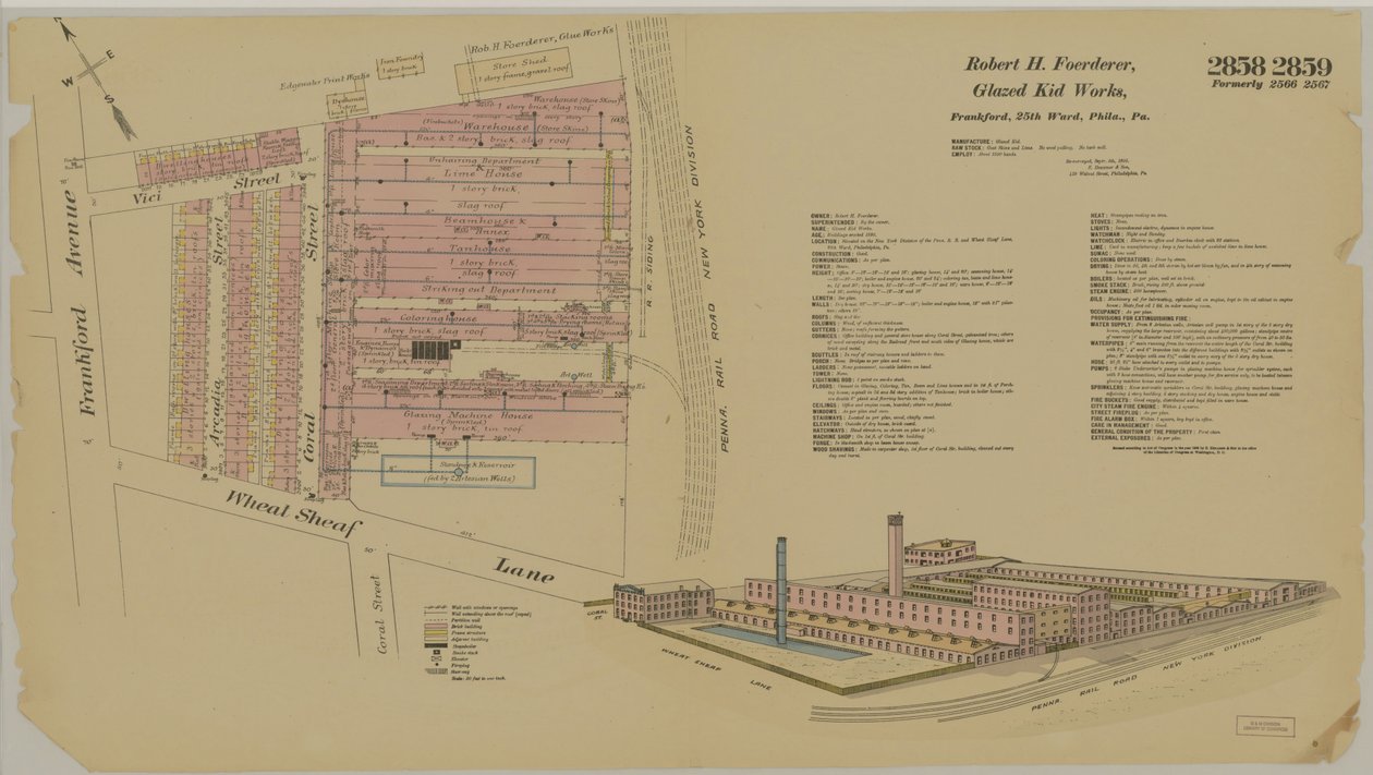 Frankford Ave. og Wheatsheaf Lane, Hexamer General Surveys, 1895 af Ernest Hexamer