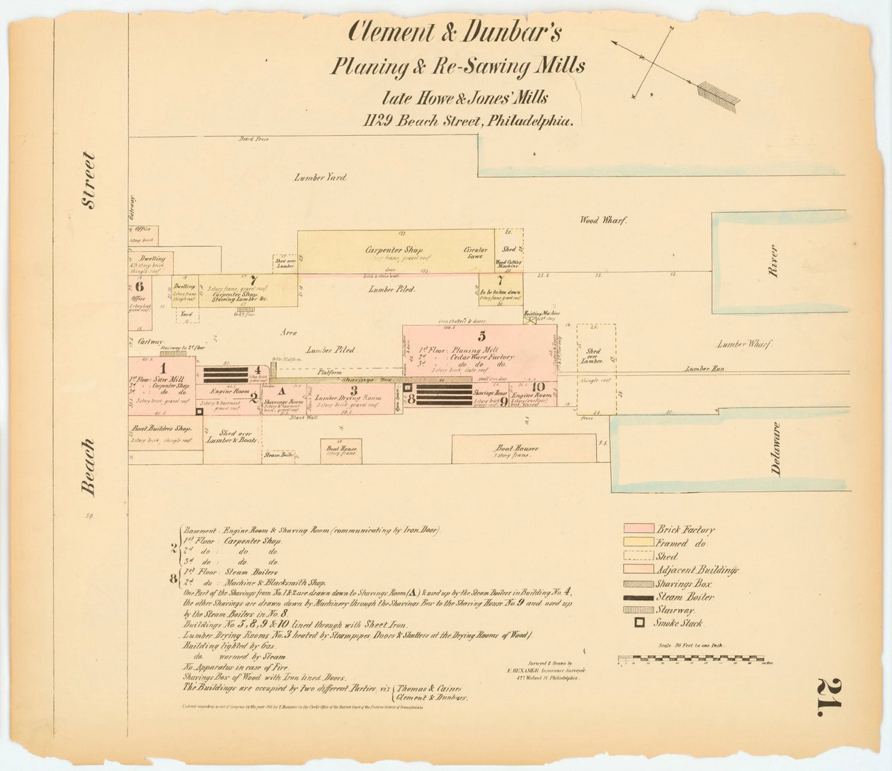 Hexamer General Survey; bind 1, plade 21, 1866 (håndkoloreret gravering) af Ernest Hexamer