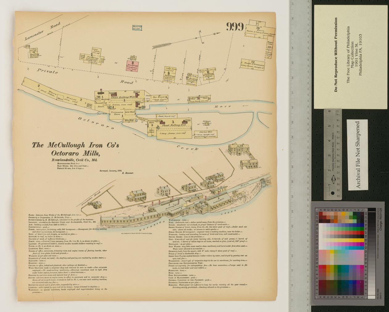 Octoraro Mills, Rowlandville, Maryland, Hexamer General Surveys, 1876 af Ernest Hexamer