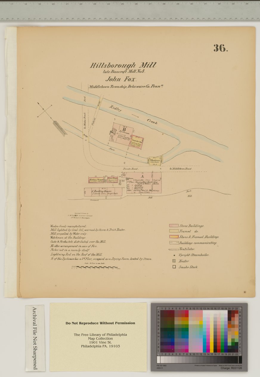 Plan for Hillsborough Mill, Middletown Township, Delware, illustration fra 