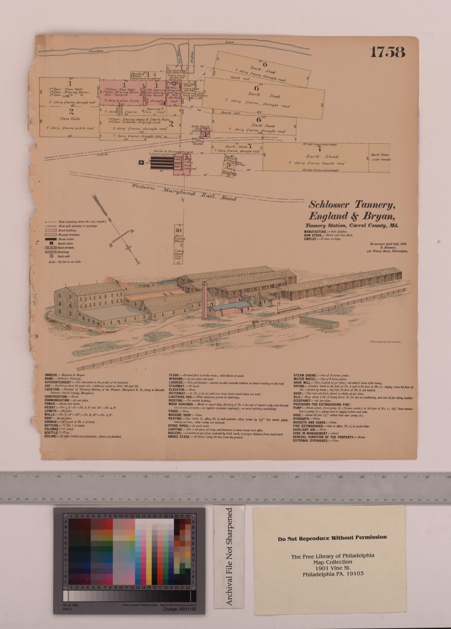 Schlosser Tannery, England og Bryan Tannery Station, Maryland, Hexamer General Surveys, 1883 af Ernest Hexamer