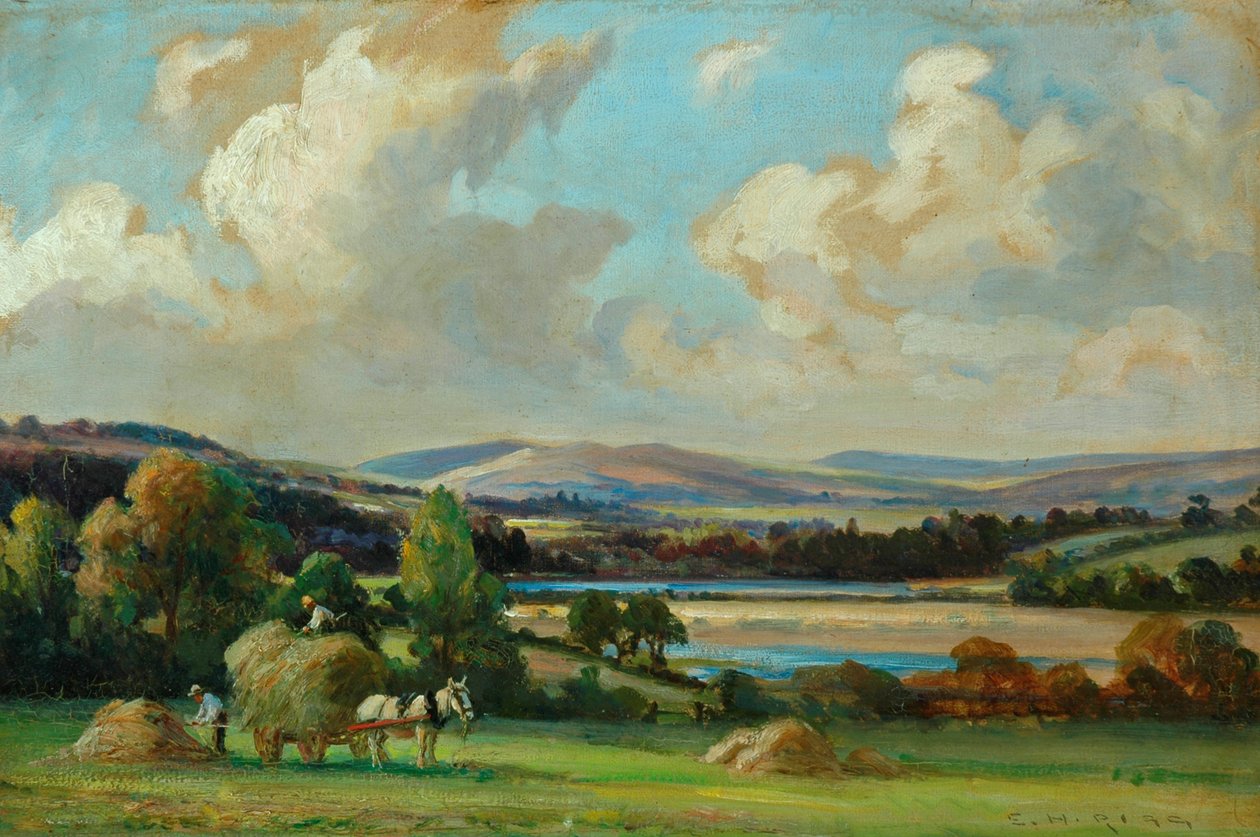Høproduktion i Yorkshire (olie på lærred) af Ernest Higgins Rigg
