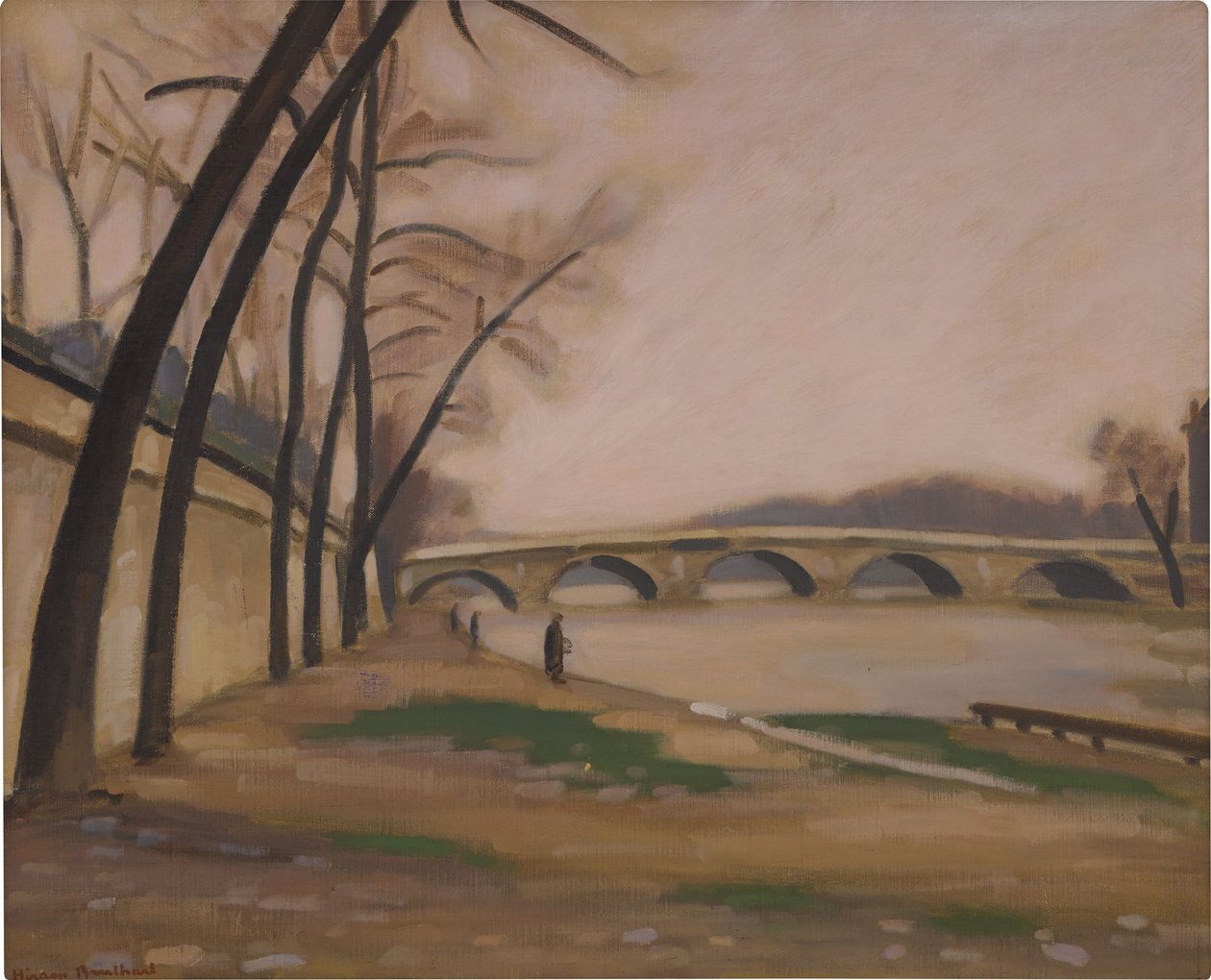 Seinen ranta Pariisissa, n. 1920-1930 (öljy kankaalle) af Ernest Hiram Brülhart