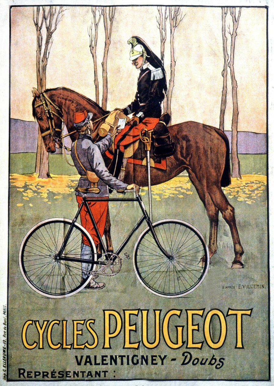 Army messenger, Peugeot Advertising, ca. 1900 (plakat) af Ernest John Alexis Vulliemin