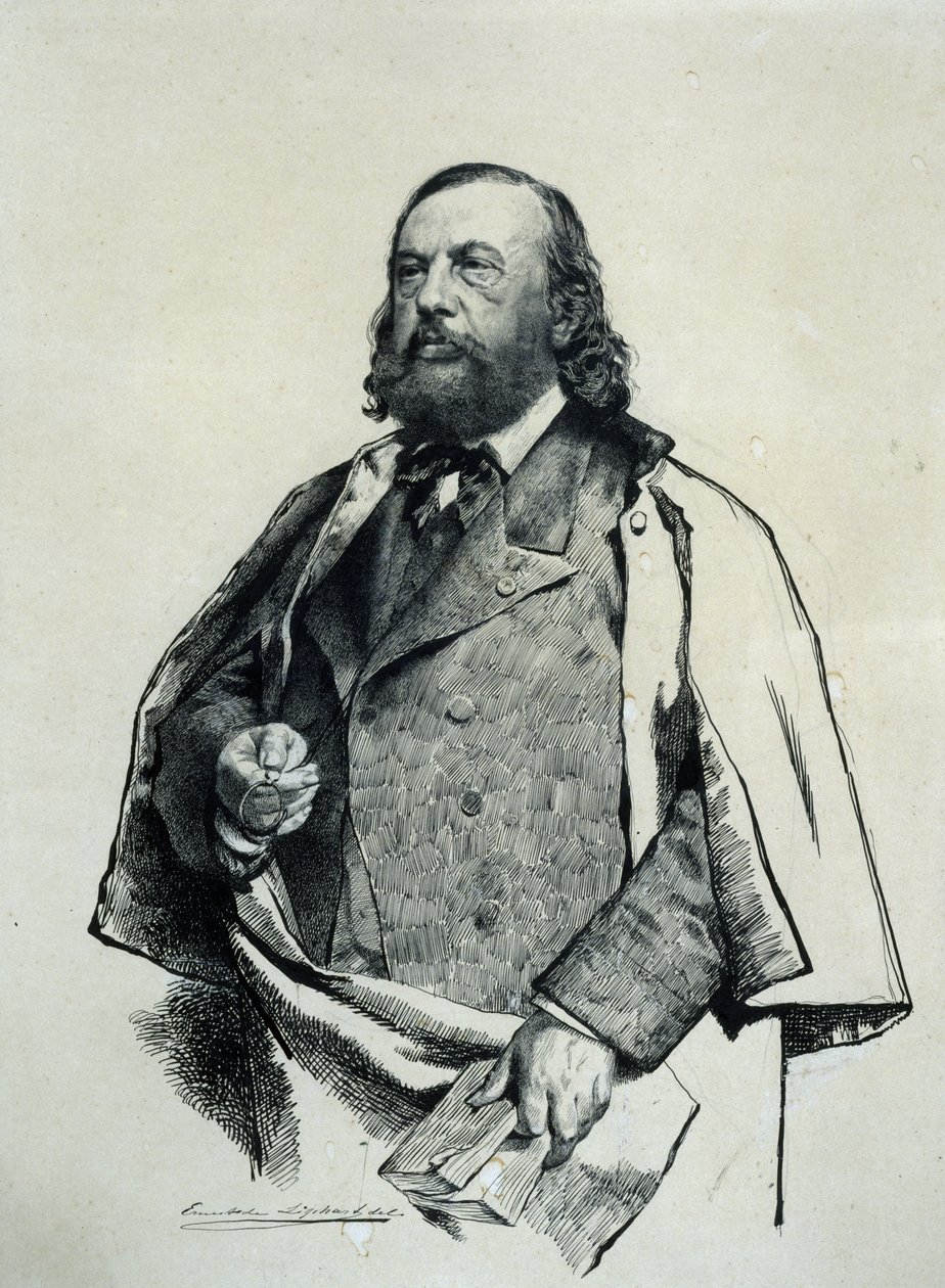 Portræt af digteren Théophile Gautier 1811-1872, 1879. af Ernest Karlovich Liphart