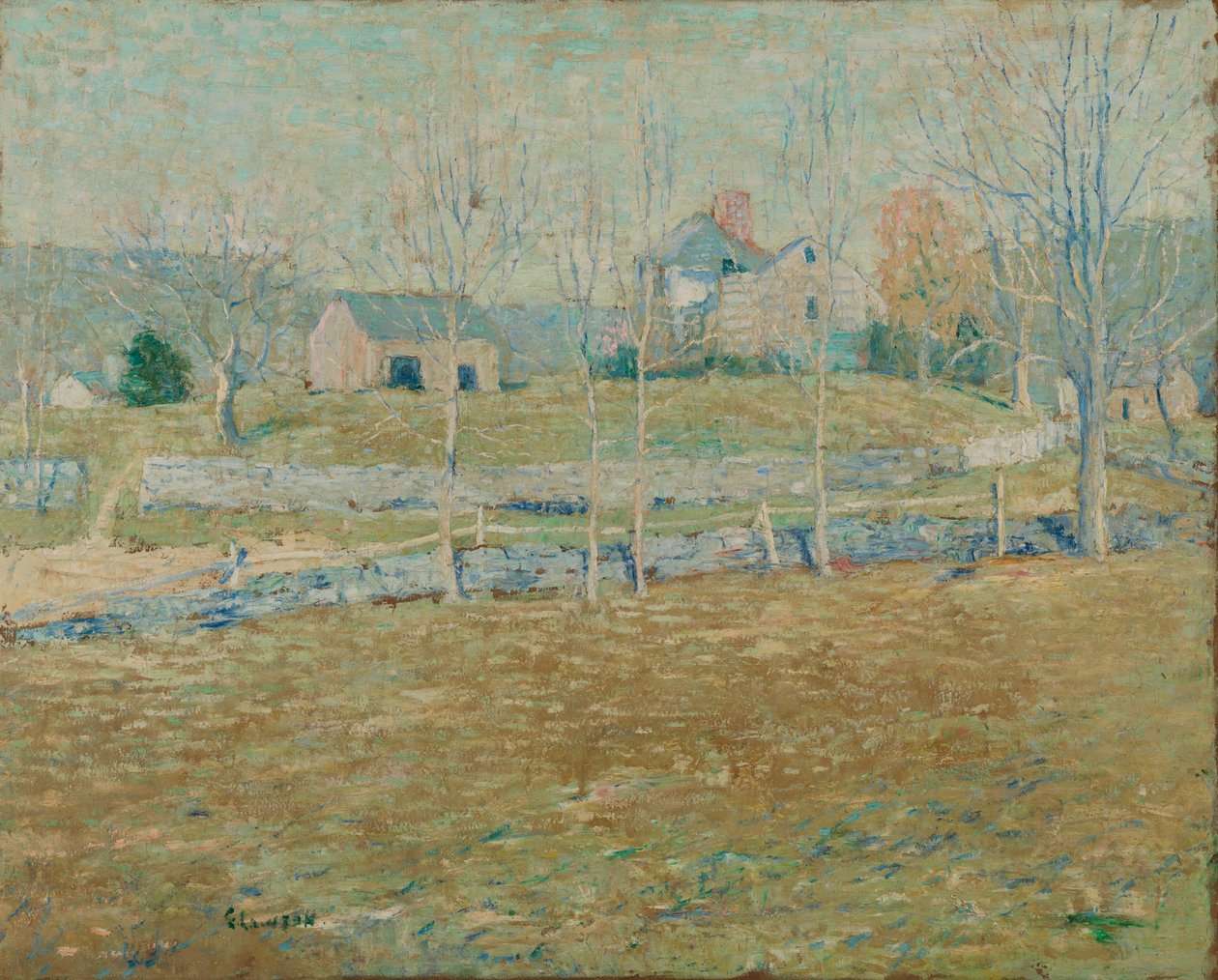 En forladt gård, ca. 1908. af Ernest Lawson