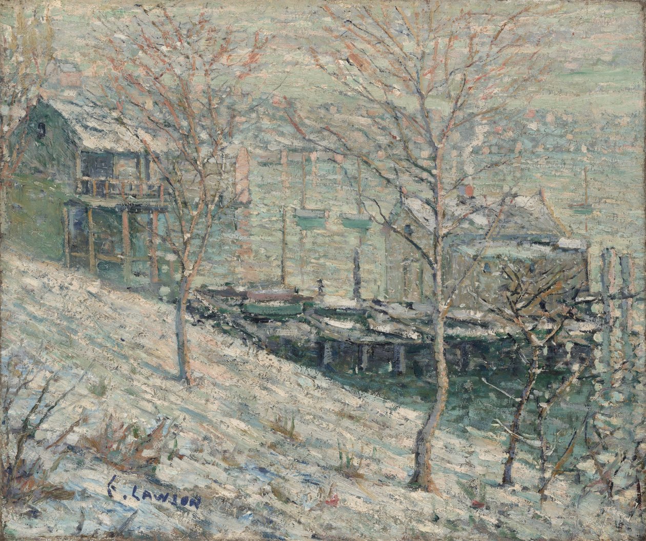 Harlem River Vinterscene, ca. 1910 af Ernest Lawson
