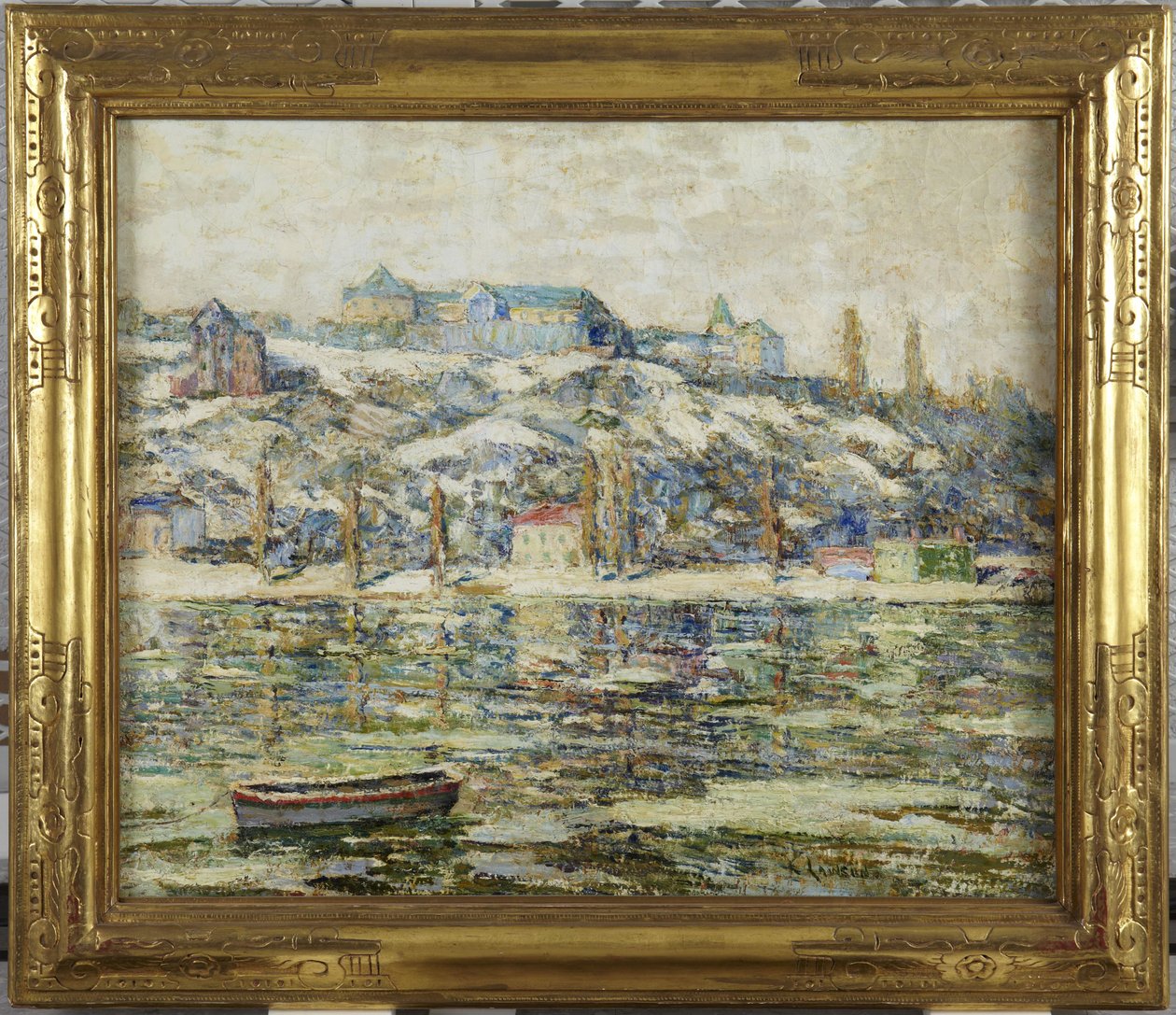 Harlem River i sne af Ernest Lawson