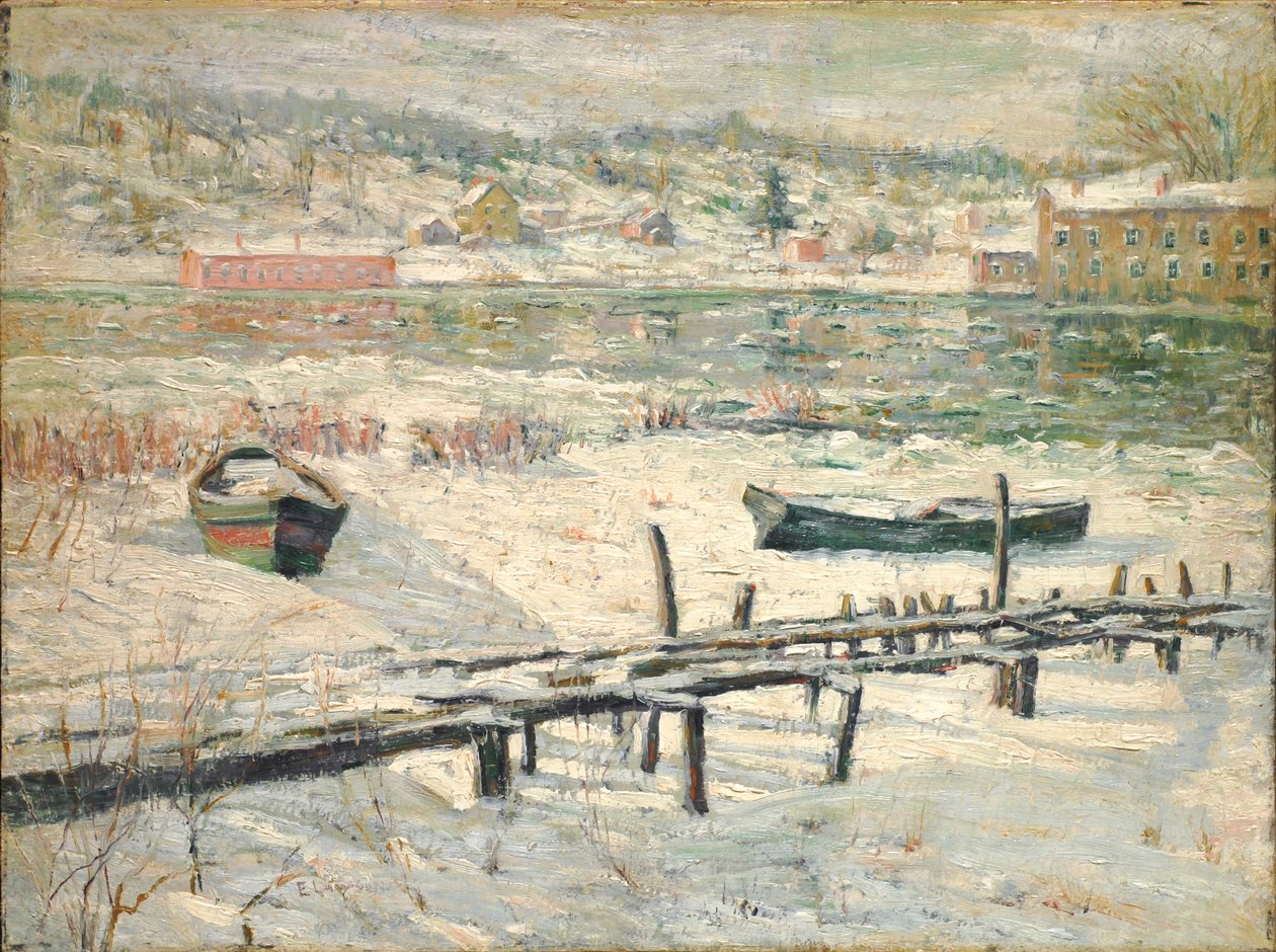 Harlem River in Winter, ca. 1907 (olie på lærred) af Ernest Lawson