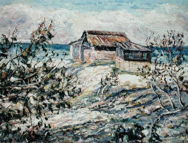 Ocean Shack, Key West, Florida (olie på lærred) af Ernest Lawson