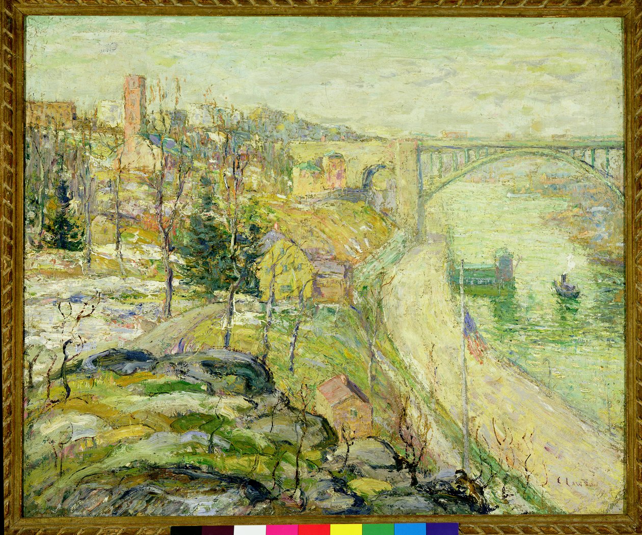 Washington Bridge, New York City, ca. 1915-25 (olie på lærred) af Ernest Lawson