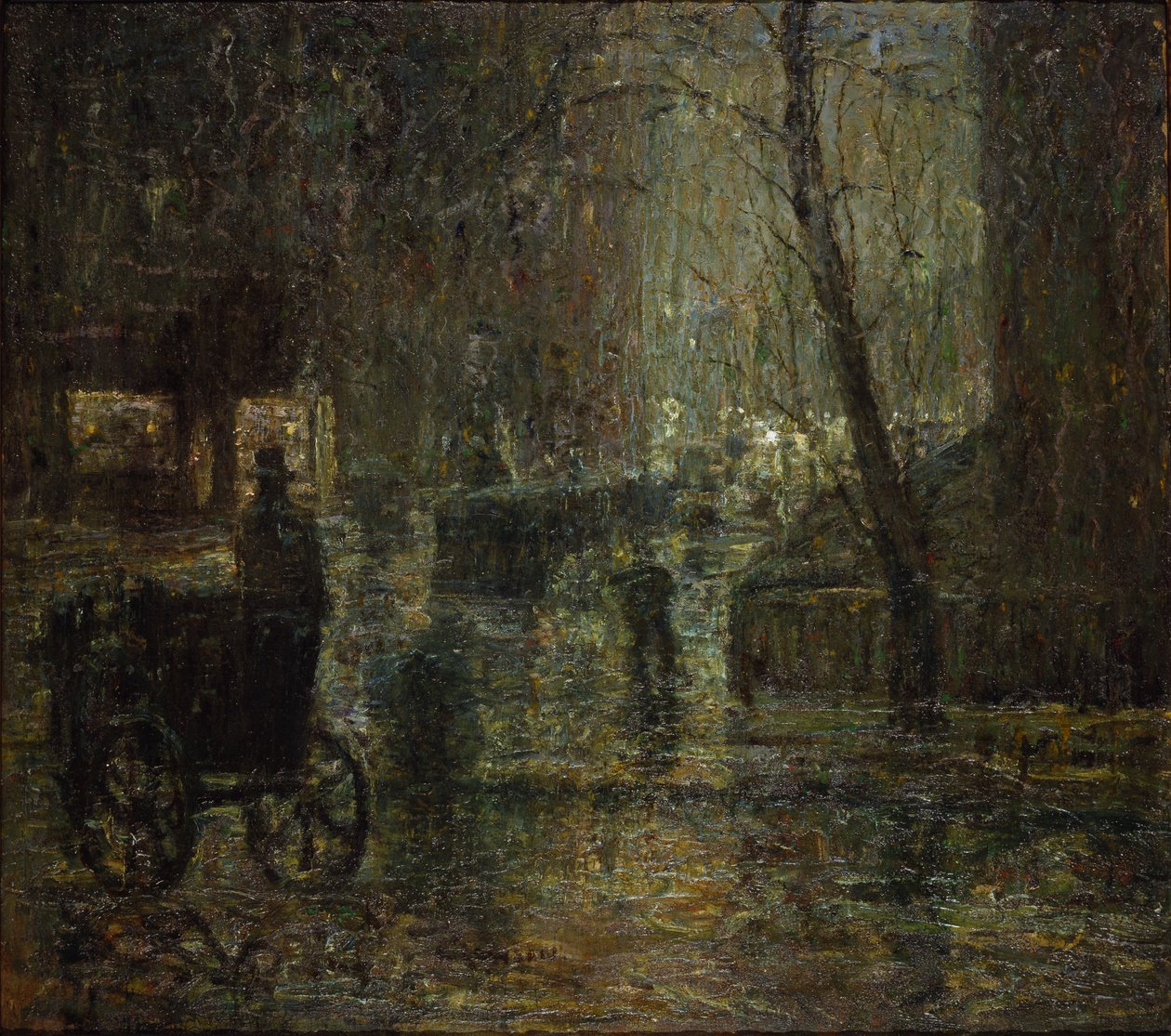 Våd nat, Gramercy Park (efter regn, Nocturne) af Ernest Lawson