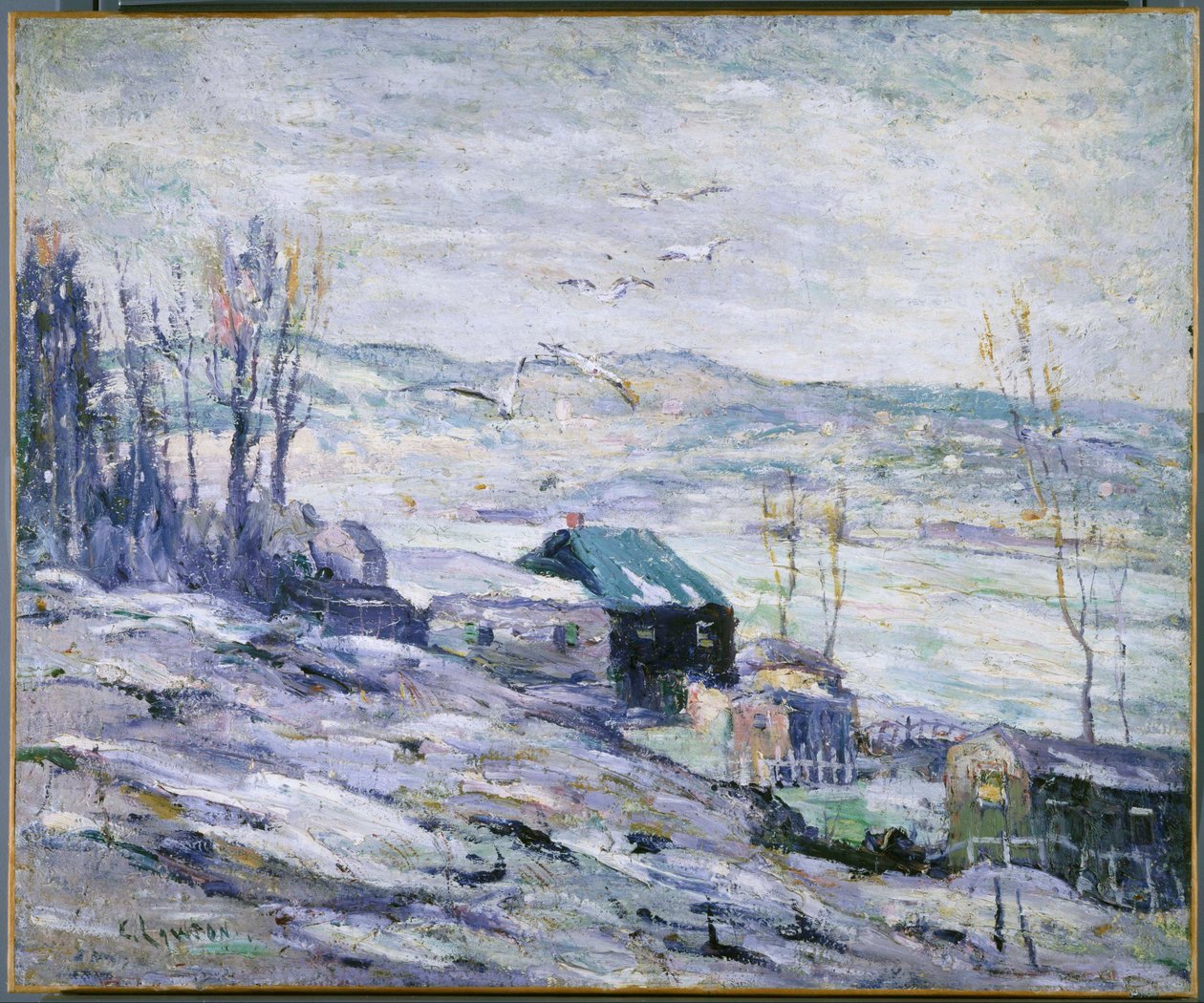 Blæsende dag, Bronx-floden af Ernest Lawson