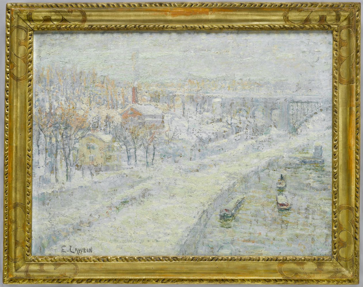 Vinterlandskab - Washington Bridge, ca. 1907-10 af Ernest Lawson