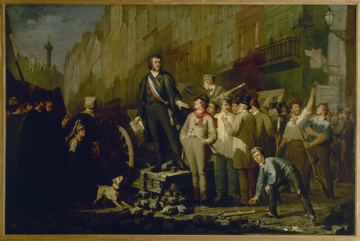 Alphonse Baudin (1811-1851) på barrikaden i Faubourg Saint-Antoine, 3. december af Ernest Louis Pichio
