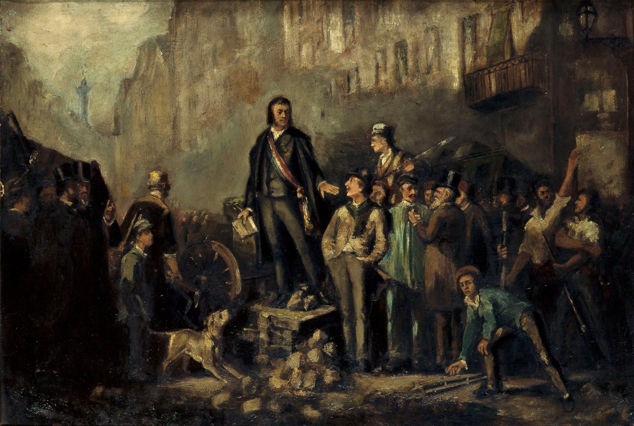 Alphonse Baudin (1811-51) på barrikaden af Faubourg Saint-Antoine 3. december af Ernest Louis Pichio