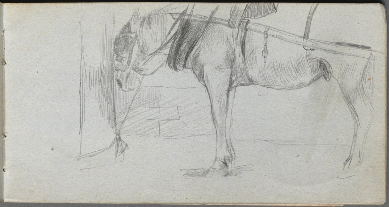 Skitsebog, side 06: Studie af en hest. af Jean Louis Ernest Meissonier