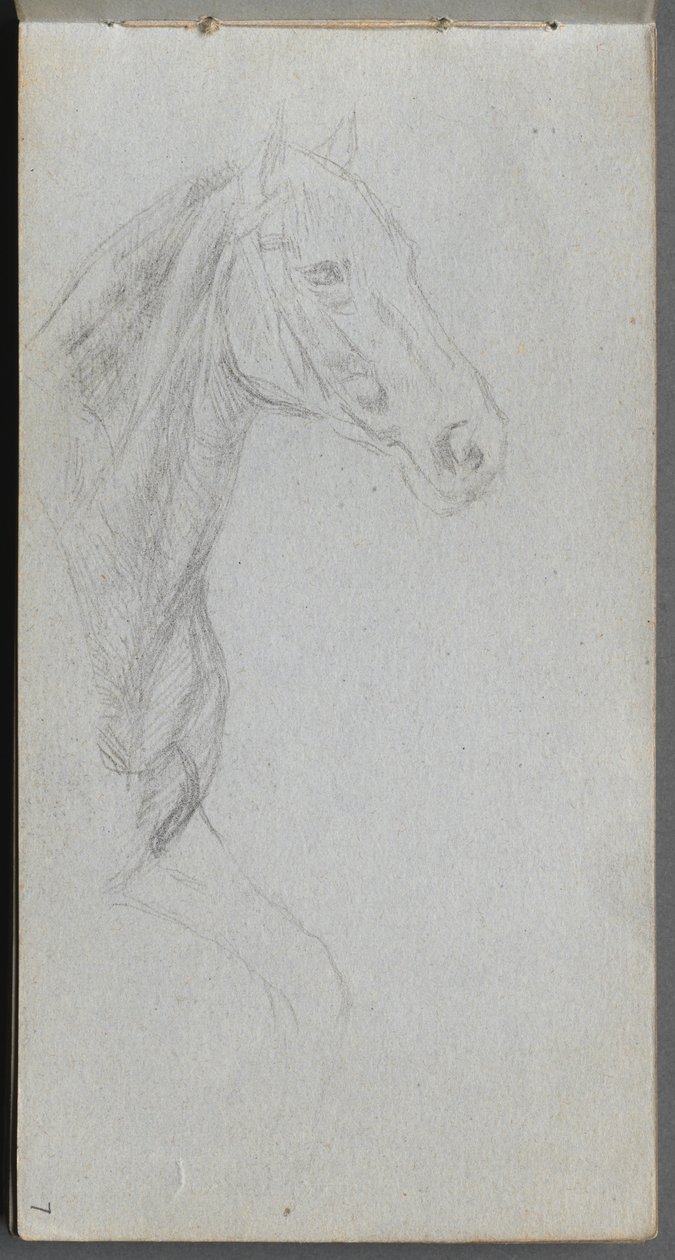 Skitsebog, side 07: Studie af en hest. af Jean Louis Ernest Meissonier