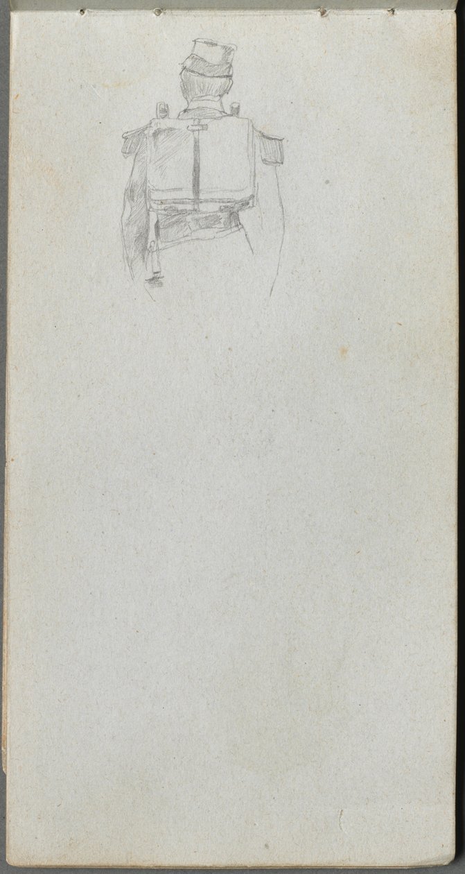 Skitsebog, side 08: Studie af en soldat bagfra af Ernest Meissonier