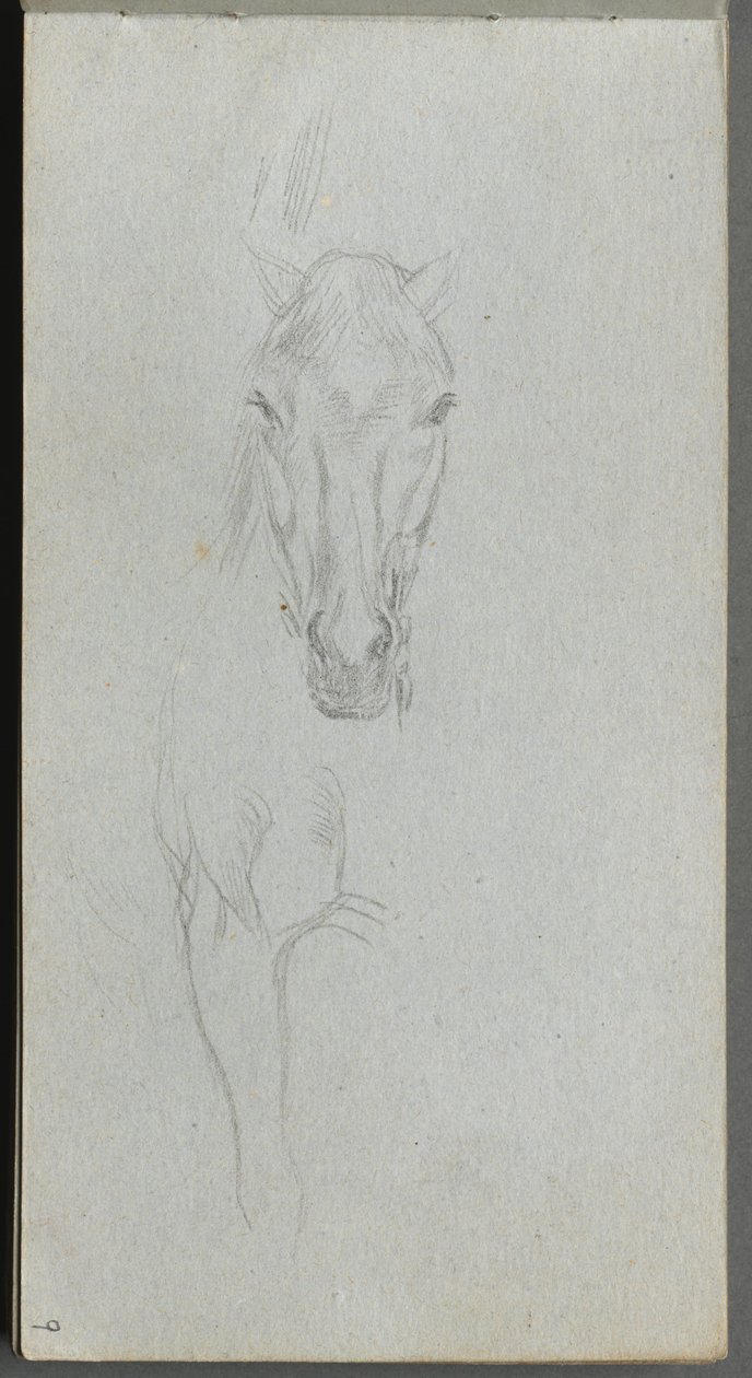 Skitsebog, side 09: Studie af en hest af Ernest Meissonier