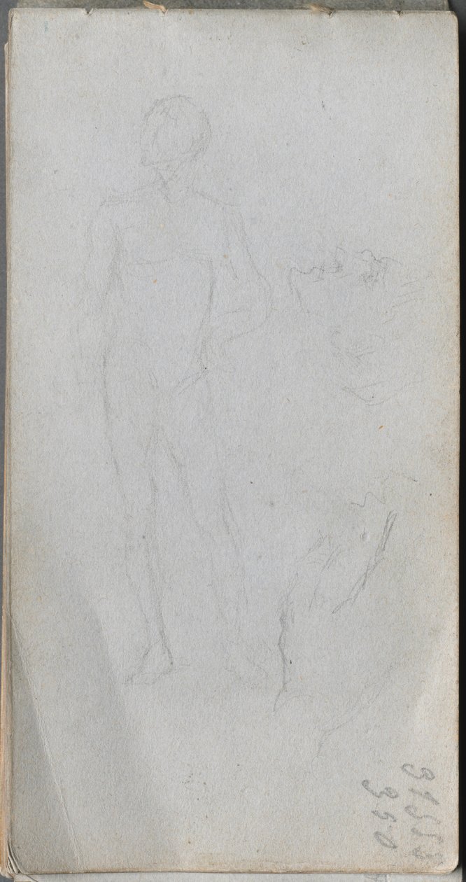 Skitsebog, side 100: Nøgen figur, profil. af Jean Louis Ernest Meissonier