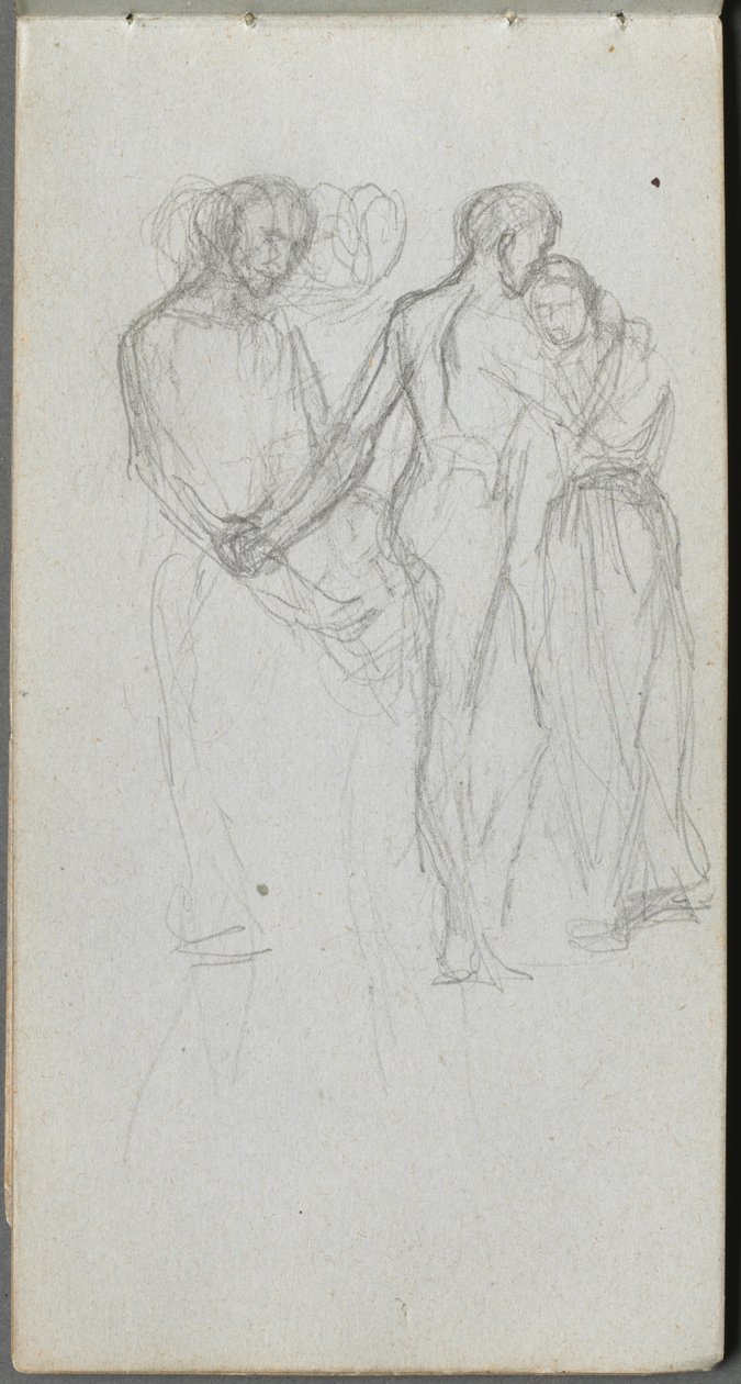 Skitsebog, side 10: Figurer omfavnende af Ernest Meissonier