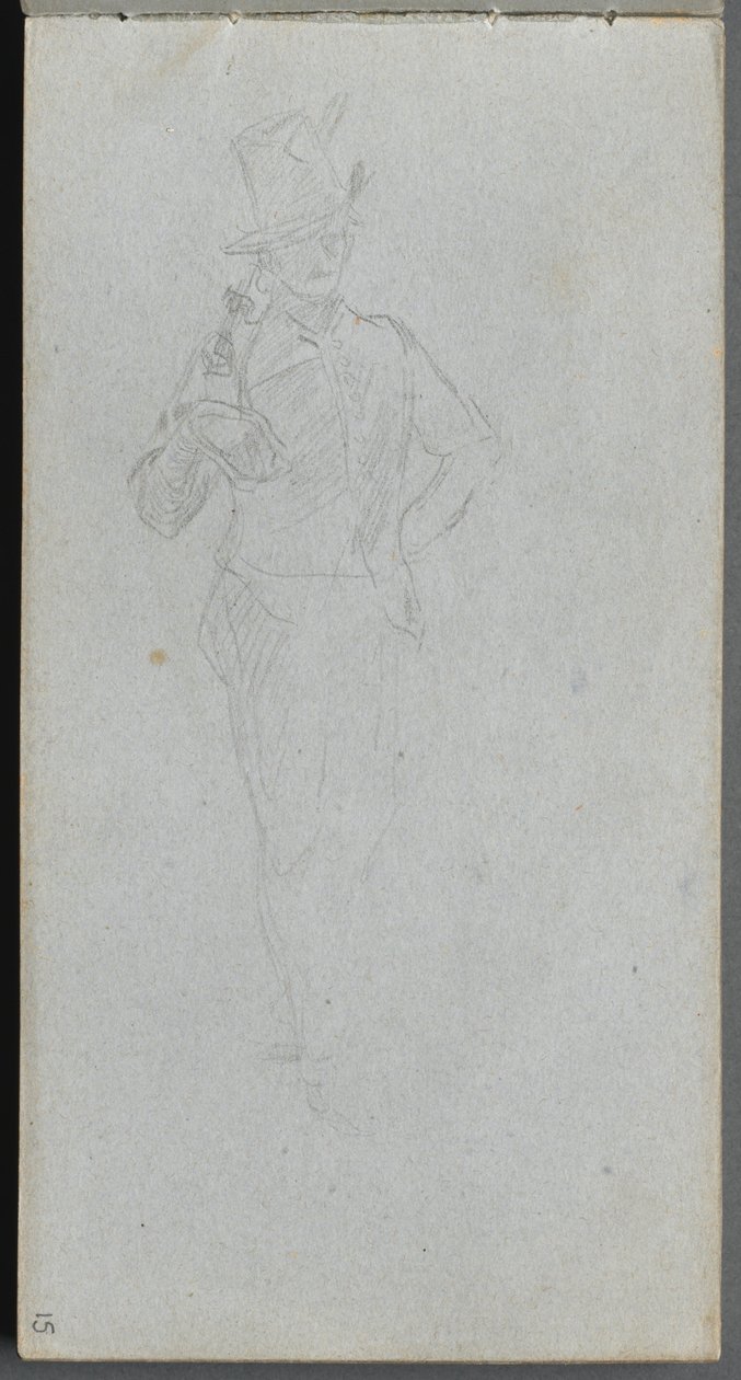 Skitsebog, side 15: Studie af en soldat af Ernest Meissonier