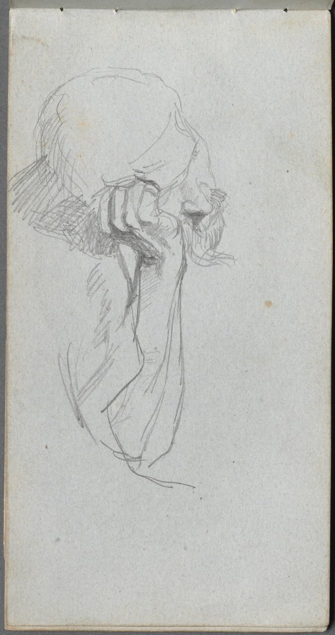 Skitsebog, side 16: Melankolsk figur af Ernest Meissonier