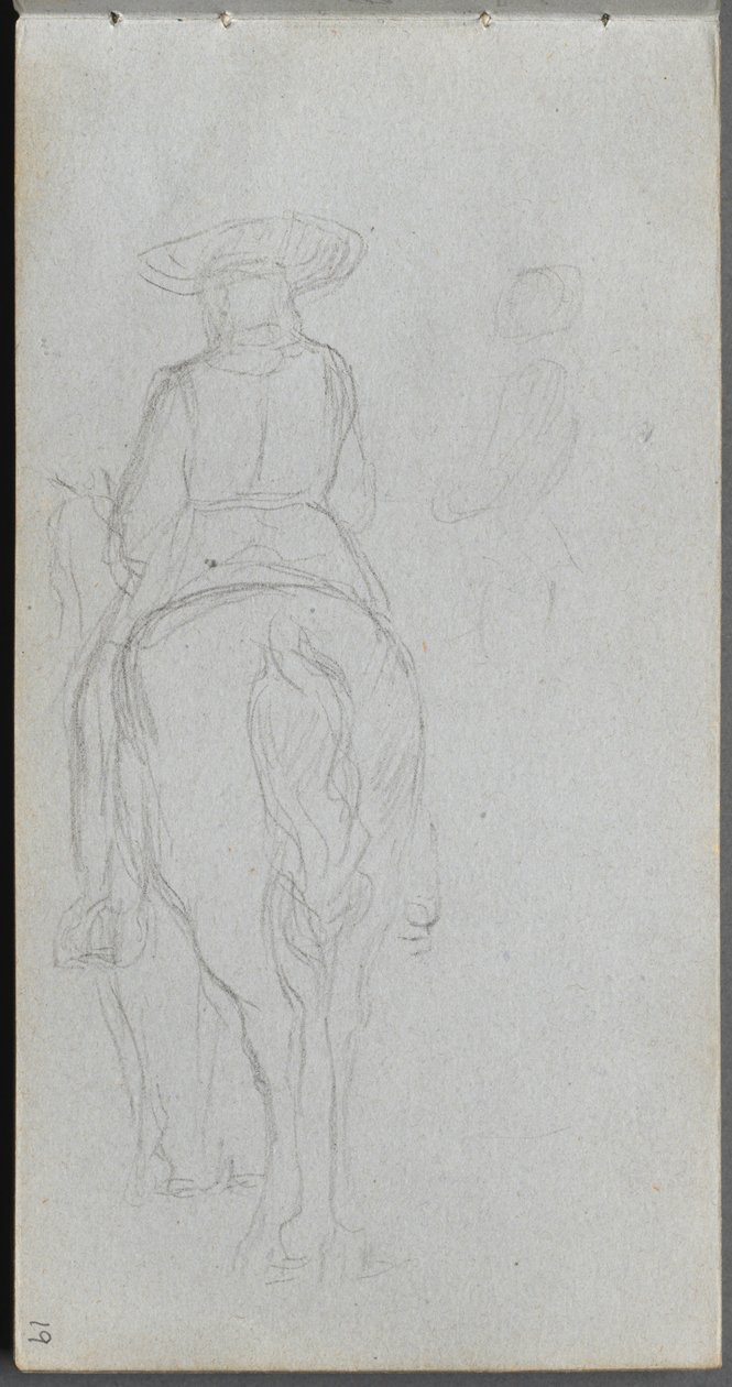 Skitsebog, side 19: Studie af en figur på hesteryg set bagfra af Ernest Meissonier