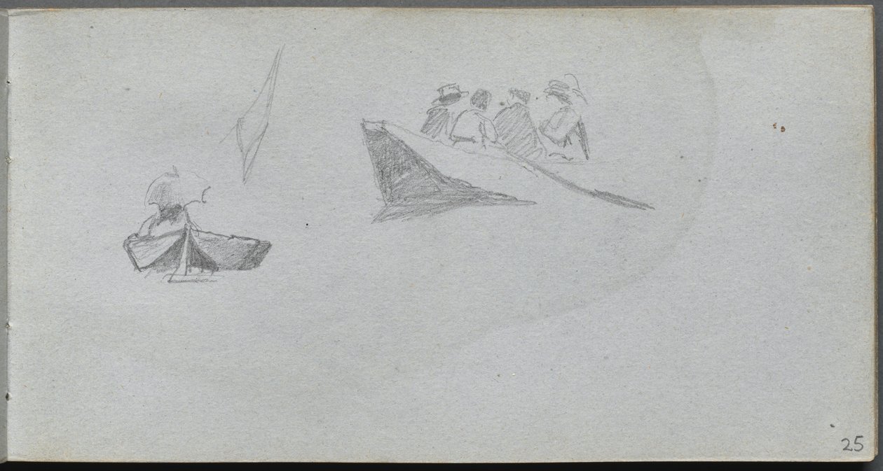Skitsebog, side 25: Studier af figurer i både af Ernest Meissonier
