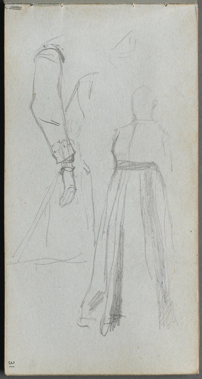 Skitsebog, side 31: Studie af figurer af Ernest Meissonier