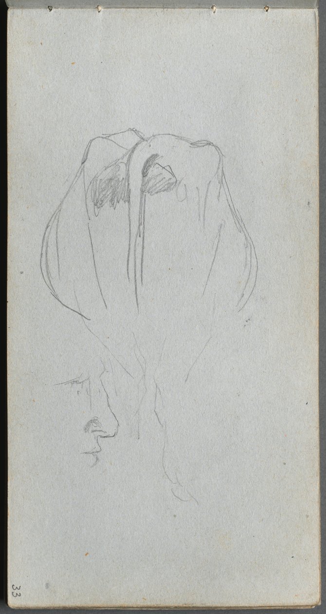 Skitsebog, side 33: Studie af en ko bagfra og profilstudie. af Jean Louis Ernest Meissonier
