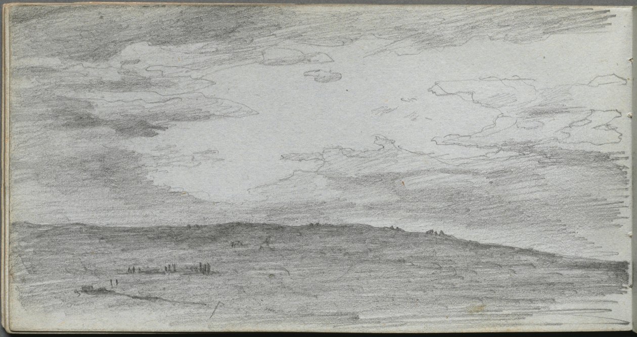 Skitsebog, side 34: Landskabsstudie af Ernest Meissonier