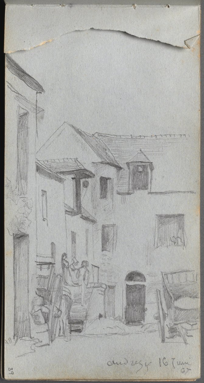 Skitsebog, side 39: Gadescene. af Jean Louis Ernest Meissonier