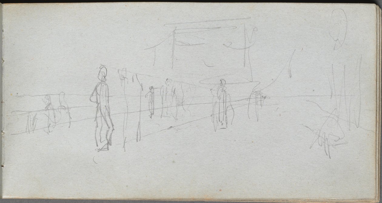 Skitsebog, side 40: Perspektivisk studie af Ernest Meissonier