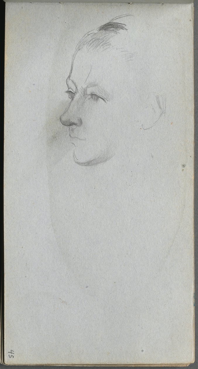 Skitsebog, side 45: Womans Face, 34 View. af Jean Louis Ernest Meissonier