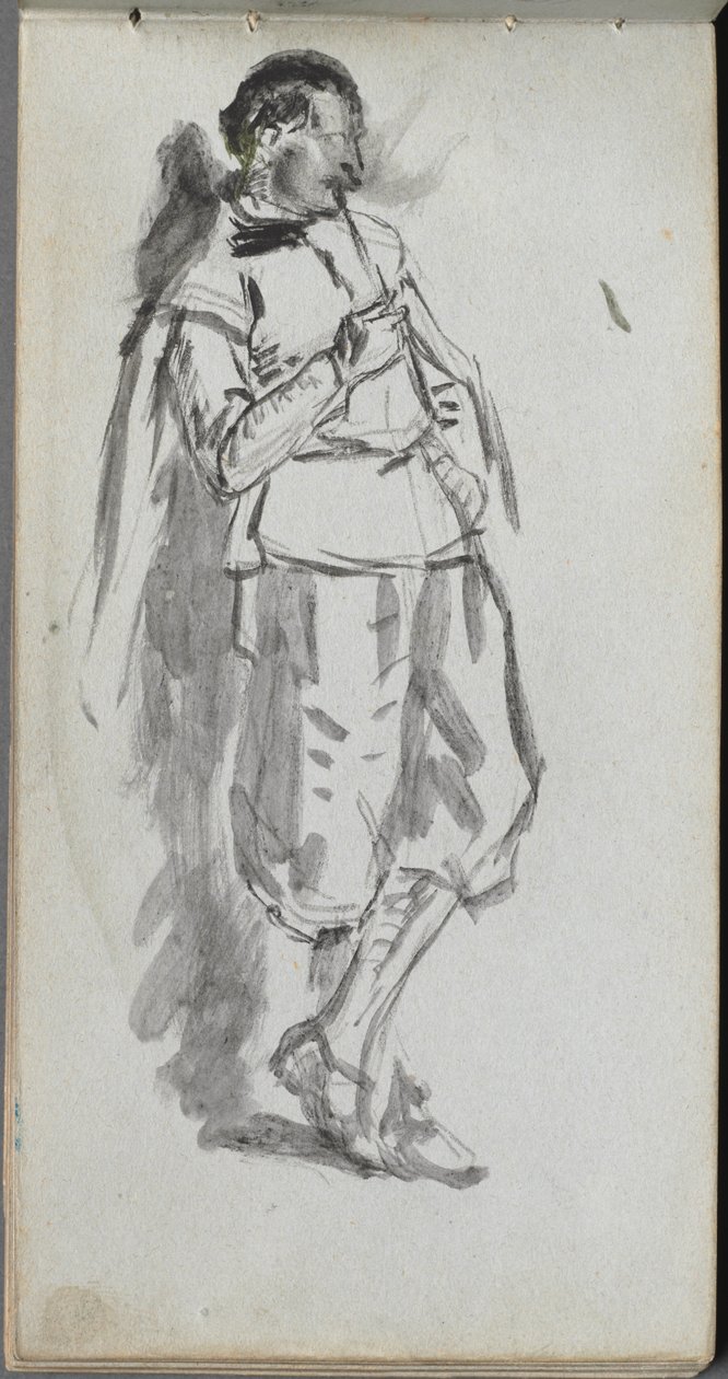 Skitsebog, side 46: Stående Mandsfigur af Ernest Meissonier