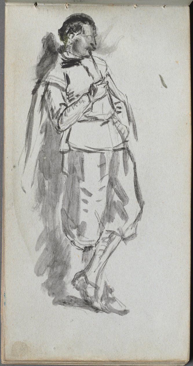 Skitsebog, side 46: Stående Mandsfigur. af Jean Louis Ernest Meissonier