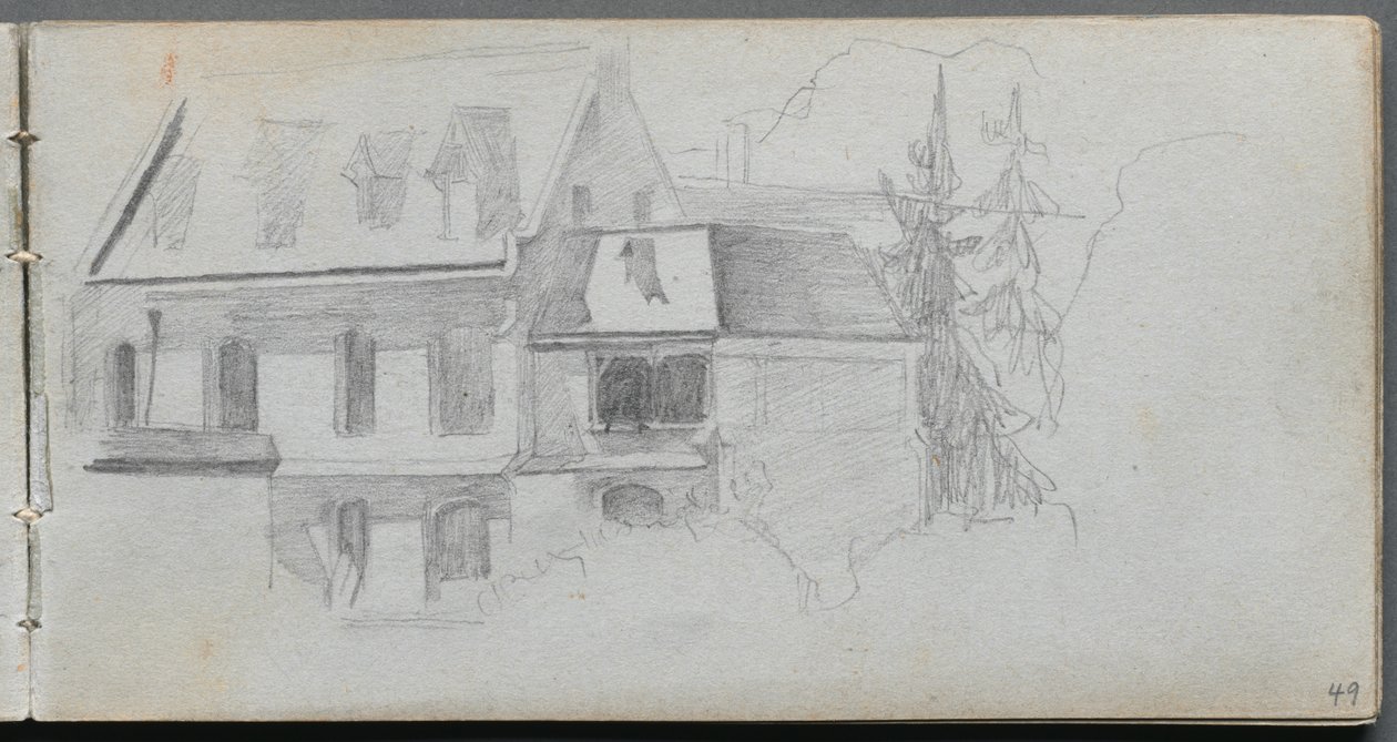 Skitsebog, side 49: Arkitekturstudie af Ernest Meissonier