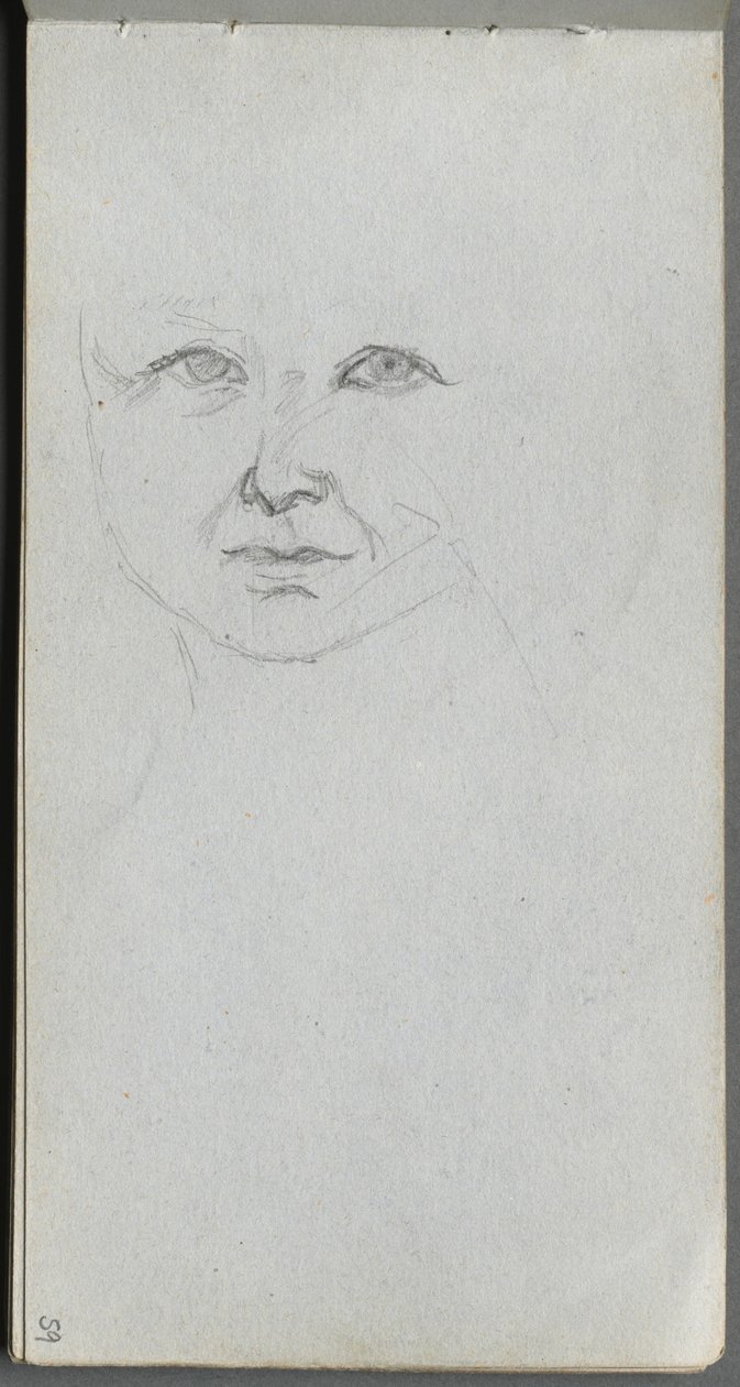 Skitsebog, side 59: Studie af et ansigt af Ernest Meissonier