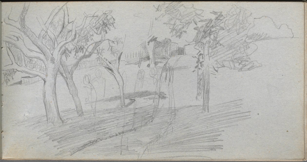 Skitsebog, side 74: Landskabsundersøgelse. af Jean Louis Ernest Meissonier