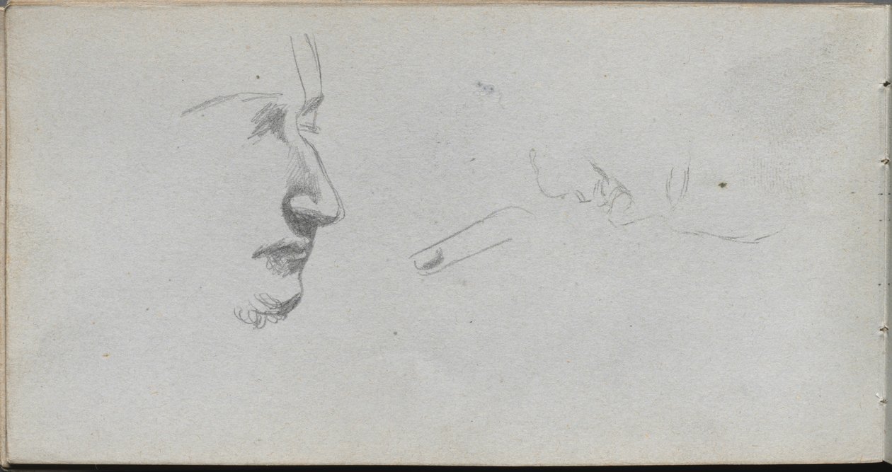 Skitsebog, side 80: Studie af ansigter af Ernest Meissonier